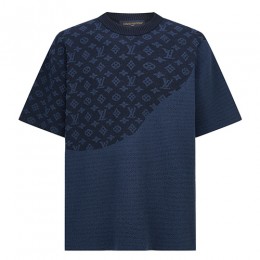 [홍콩명품.LOUIS VUITTON] 루이비통 25SS 로고 모노그램 울 반팔 티셔츠 (네이비), BM24050, KK, 레플리카의류,미러급사이트