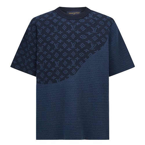[홍콩명품.LOUIS VUITTON] 루이비통 25SS 로고 모노그램 울 반팔 티셔츠 (네이비), BM24050, KK, 레플리카의류,미러급사이트