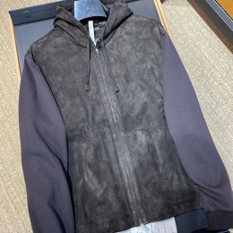 [홍콩명품.ZEGNA] 제냐 25SS 로고 레이어드 레더 가죽 후드 집업 자켓 (2컬러), BM24075, PG, 레플리카의류,미러급사이트