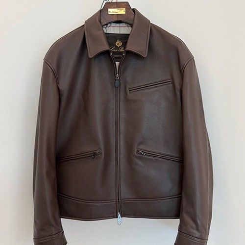 [홍콩명품.Loro Piana] 로로피아나 25SS 로고 레더 소가죽 카라 자켓 (브라운), BM24081, TOM, 레플리카의류,미러급사이트