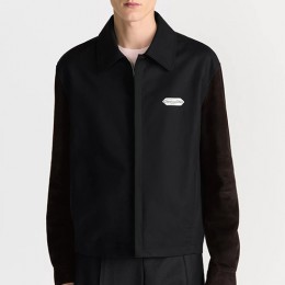 [홍콩명품,Christian Dior] 디올 25SS 로고 레더 가죽 레이어드 카라 자켓 (블랙), BM24101, PG, 레플리카의류,미러급사이트