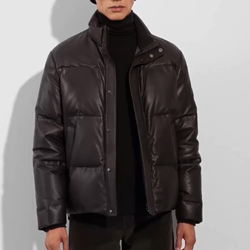 [홍콩명품.ZEGNA] 제냐 25SS 로고 레더 가죽 구스다운 패딩 자켓 (블랙), BM24104, PG, 레플리카의류,미러급사이트