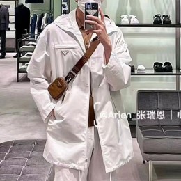[홍콩명품,PRADA] 프라다 25SS 삼각로고 후드 바람막이 자켓 (화이트), BM24115, KB, 레플리카의류,미러급사이트