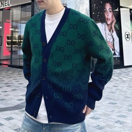 [홍콩명품.Gucci] 구찌 25SS 로고 GG수프림 그라데이션 V넥 니트 가디건 (그린-네이비), BM24129, KB, 레플리카의류,미러급사이트