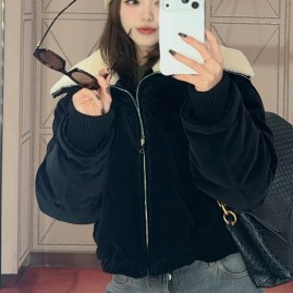 [가격문의][홍콩명품.Gucci] 구찌 25SS 로고 여성 시어링 쇼트 다운 패딩 자켓 (블랙), BM24150, MC, 레플리카의류,미러급사이트