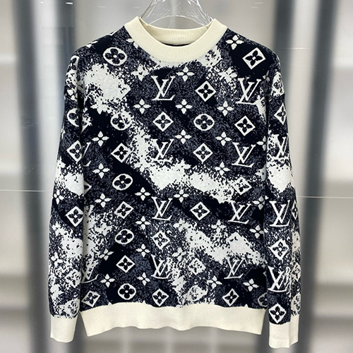 [홍콩명품.LOUIS VUITTON] 루이비통 25SS 로고 모노그램 니트 스웨터 (블랙-아이보리), BM24169, HH, 레플리카의류,미러급사이트