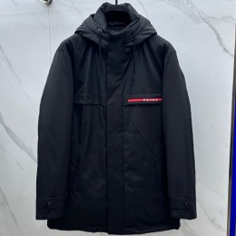 [홍콩명품,PRADA] 프라다 25SS 로고 후드 다운 패딩 파카 자켓 (블랙), BM24222, HH, 레플리카의류,미러급사이트