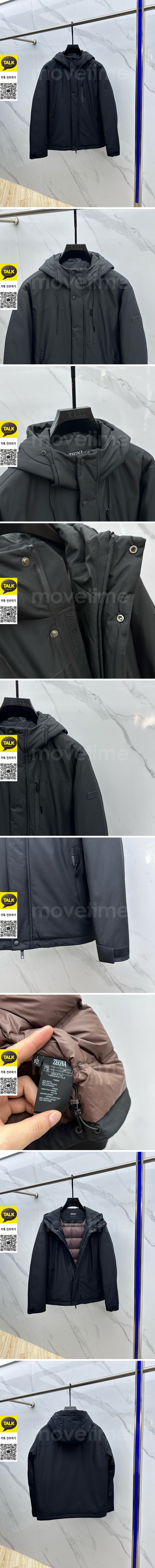 [홍콩명품.ZEGNA] 제냐 25SS 로고 후드 다운 패딩 파카 자켓 (블랙), BM24223, HH, 레플리카의류,미러급사이트