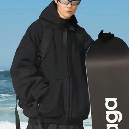 [홍콩명품.BALENCIAGA] 발렌시아가 25SS 로고 오버핏 기모 후드 집업 자켓 (블랙), BM24234, KK, 레플리카의류,미러급사이트