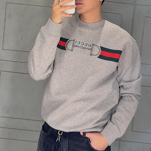 [홍콩명품.Gucci] 구찌 25SS 로고 자수 맨투맨 티셔츠 (그레이), BM24243, KK, 레플리카의류,미러급사이트