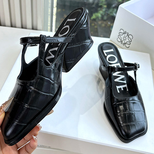 [홍콩명품.LOEWE] 로에베 25SS 로고 여성 레더 가죽 4.5cm 굽 샌들 슬리퍼 (2컬러), SE5975, GHS, 명품스니커즈,운동화,구두,로퍼,하이탑,신발