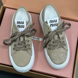 [홍콩명품,MIU MIU] 미우미우 25SS 로고 여성 레더 가죽 스니커즈 운동화 (2컬러), SE5981, GHS, 명품스니커즈,운동화,구두,로퍼,하이탑,신발