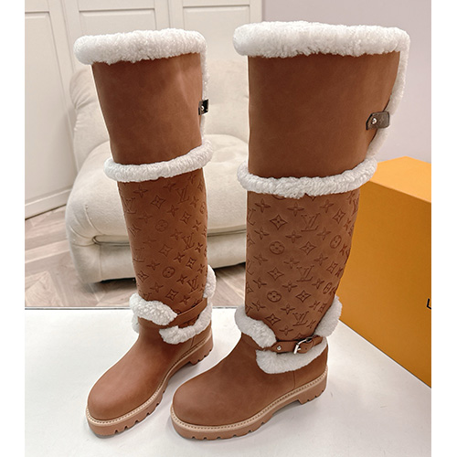[홍콩명품.LOUIS VUITTON] 루이비통 25SS 로고 여성 모노그램 시어링 레더 가죽 롱 부츠 (3컬러), SE5992, GHS, 명품스니커즈,운동화,구두,로퍼,하이탑,신발