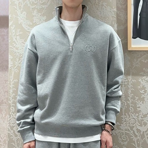 [홍콩명품,Christian Dior] 디올 25SS 로고 CD 터틀넥 하프지퍼 맨투맨 티셔츠 (2컬러), BM24271, KB, 레플리카의류,미러급사이트