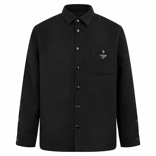 [홍콩명품,PRADA] 프라다 25SS 삼각로고 퀄팅 솜패딩 셔츠 자켓 (블랙), BM24291, JL, 레플리카의류,미러급사이트