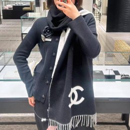 [홍콩명품.CHANEL] 샤넬 26SS 로고 44.6-168 리버서블 캐시미어 스카프 머플러 (블랙-화이트), ET3276, JX, 홍콩명품의류,구매대행,온라인명품
