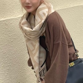 [홍콩명품,FENDI] 펜디 26SS 로고 FF패턴 45-170 캐시미어 스카프 머플러 (베이지), ET3286, JX, 홍콩명품의류,구매대행,온라인명품