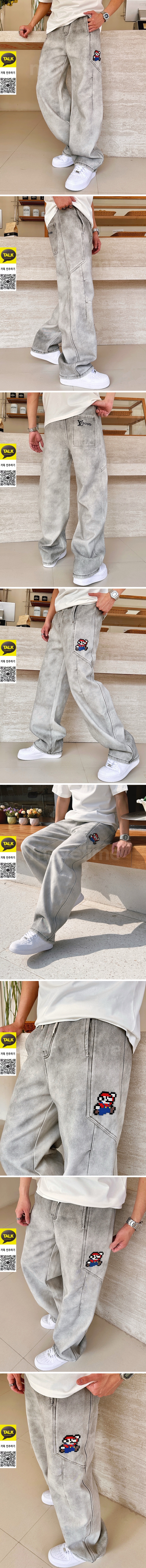 [홍콩명품.LOUIS VUITTON] 루이비통 26SS 로고 마리오 오버핏 데님 팬츠 진 청바지 (그레이), BM24394, 레플리카의류,미러급사이트