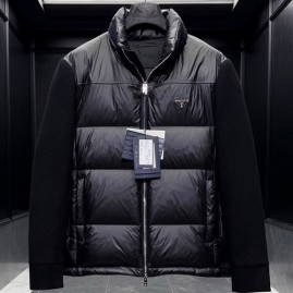 [가격문의][홍콩명품,PRADA] 프라다 26SS 삼각로고 터틀넥 레이어드 구스다운 패딩 자켓 (블랙), BM24402, 레플리카의류,미러급사이트