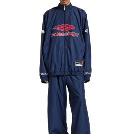 [가격문의][홍콩명품.BALENCIAGA] 발렌시아가 26SS 로고 자수 트레이닝 집업 자켓 + 조거 팬츠 바지 상하의 세트 (네이비), BM24413, JL, 레플리카의류,미러급사이트