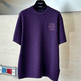 [홍콩명품.LOUIS VUITTON] 루이비통 26SS 로고 자수 다미에 반팔 티셔츠 (퍼플), BM24433, KB, 레플리카의류,미러급사이트