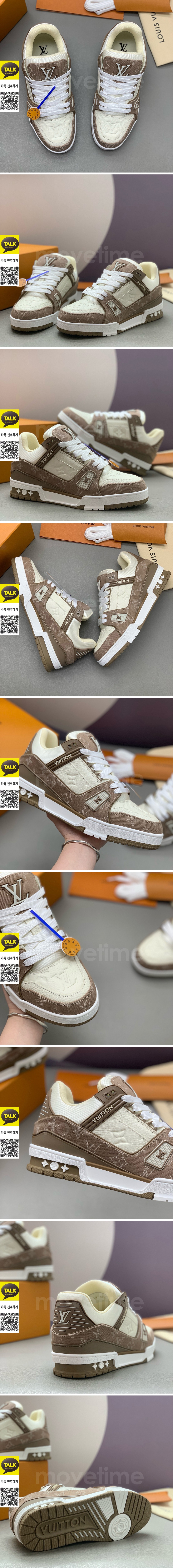 [홍콩명품.LOUIS VUITTON] 루이비통 26SS 로고 남여 모노그램 트레이너 스니커즈 운동화 (브라운-아이보리), SE6039, PMD, 명품스니커즈,운동화,구두,로퍼,하이탑,신발