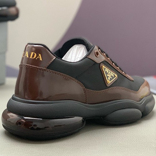 [홍콩명품,PRADA] 프라다 26SS 삼각로고 레더 가죽 스니커즈 운동화 (블랙-브라운), SE6052, PMD, 명품스니커즈,운동화,구두,로퍼,하이탑,신발