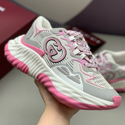 [홍콩명품.Gucci] 구찌 26SS 로고 여성 RIPPLE 스니커즈 운동화 (그레이-핑크), SE6065, PMD, 명품스니커즈,운동화,구두,로퍼,하이탑,신발