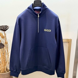 [홍콩명품.Gucci] 구찌 26SS 로고 하프지퍼 카라 맨투맨 티셔츠 (블루), BM24504, YS, 레플리카의류,미러급사이트