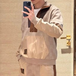 [홍콩명품.LOUIS VUITTON] 루이비통 26SS 로고 다미에 하이브리드 하프 집업 남성 풀오버 1AIMJZ + 팬츠 바지 상하의 세트, BM24510, YS, 레플리카의류,미러급사이트