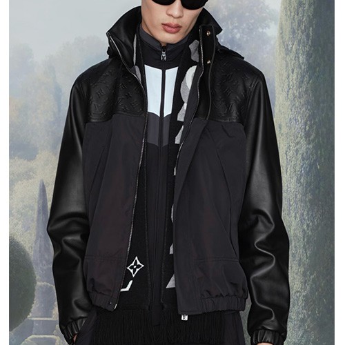 [홍콩명품.Louis Vuitton] 루이비통 26SS 로고 가죽 믹스 윈드브레이커 50 1AJBS9, BM24631, PG, 레플리카의류,미러급사이트