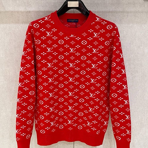 [홍콩명품.LOUIS VUITTON] 루이비통 26SS 로고 모노그램 니트 스웨터 (레드), BM24648, HH, 레플리카의류,미러급사이트