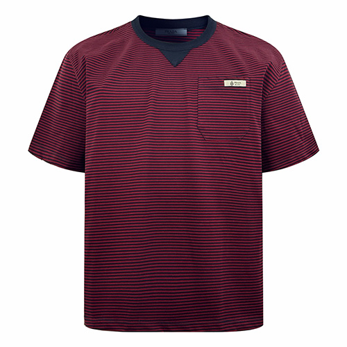 [홍콩명품,PRADA] 프라다 26SS 로고 스트라이프 반팔 티셔츠 (레드), BM24663, JL, 레플리카의류,미러급사이트