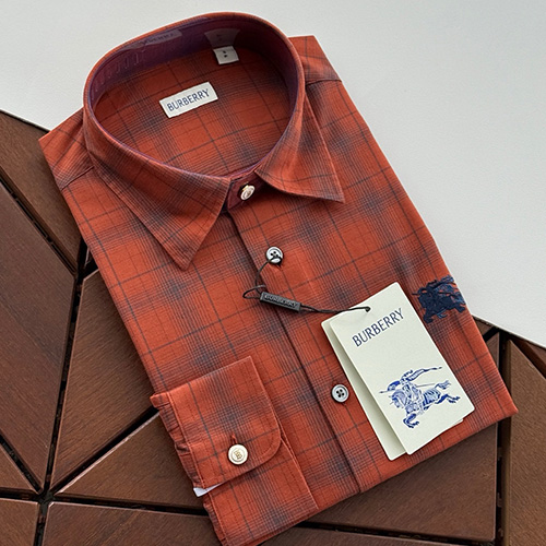 [홍콩명품.Burberry] 버버리 26SS 로고 자수 체크패턴 남방 셔츠 (오렌지), BM24683, 레플리카의류,미러급사이트