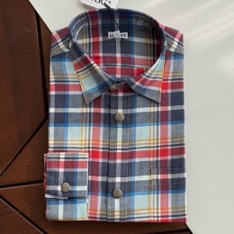 [홍콩명품.LOEWE] 로에베 26SS 로고 자수 체크패턴 블루톤 남방 셔츠, BM24685, 레플리카의류,미러급사이트