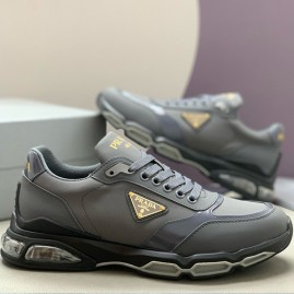 [홍콩명품,PRADA] 프라다 26SS 삼각로고 레더 가죽 스니커즈 운동화 (그레이), SE6103, PMD, 명품스니커즈,운동화,구두,로퍼,하이탑,신발