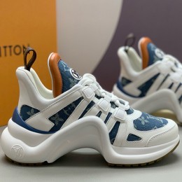 [홍콩명품.LOUIS VUITTON] 루이비통 26SS 로고 모노그램 아치라이트 스니커즈 운동화 (화이트-데님), SE6110, PMD, 명품스니커즈,운동화,구두,로퍼,하이탑,신발