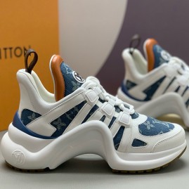 [홍콩명품.LOUIS VUITTON] 루이비통 26SS 로고 모노그램 아치라이트 스니커즈 운동화 (화이트-데님), SE6110, PMD, 명품스니커즈,운동화,구두,로퍼,하이탑,신발