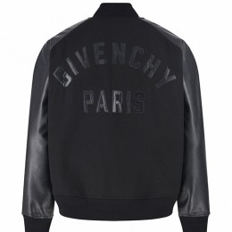 [홍콩명품.GIVENCHY] 지방시 26SS 로고 레더 가죽 캐시미어 레이어드 바시티 자켓 (블랙), BM24740, JL, 레플리카의류,미러급사이트