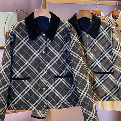 [홍콩명품.Burberry] 버버리 26SS 로고 여성 체크패턴 퀄팅 솜패딩 카라 자켓 (2컬러), BM24896, KSM, 레플리카의류,미러급사이트