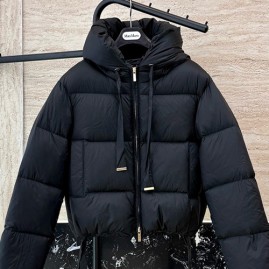 [홍콩명품.MAXMARA] 막스마라 26SS 로고 여성 구스다운 쇼트 후드 패딩 자켓 (블랙), BM24897, KSM, 레플리카의류,미러급사이트