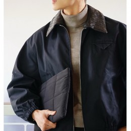 [홍콩명품.BOTTEGA VENETA] 보테가베네타 26SS 로고 인트레치아토 카라 봄버 자켓 (블랙), BM24941, JL, 레플리카의류,미러급사이트