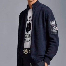 [가격문의][홍콩명품.MONCLER] 몽클레어 26SS 로고 터틀넥 캐시미어 봄버 자켓 (네이비), BM24945, JL, 레플리카의류,미러급사이트