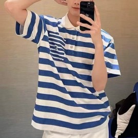 [가격문의][홍콩명품.LOUIS VUITTON] 루이비통 26SS 로고 스트라이프 카라 폴로 반팔 티셔츠 1AHWB5, BM24947, JL, 레플리카의류,미러급사이트
