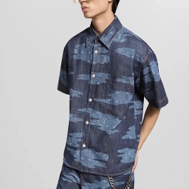 [가격문의][홍콩명품.LOUIS VUITTON] 루이비통 26SS 로고 모노그램 데님 반팔 남방 셔츠 + 데님 쇼츠 반바지 상하의 세트, BM24950, JL, 레플리카의류,미러급사이트