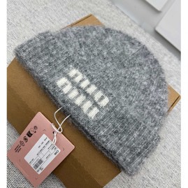 [가격문의][홍콩명품,MIU MIU] 미우미우 26SS 로고 비니 모자 (그레이), CA0431, JL, 명품레플리카 모자 캡 남자여자