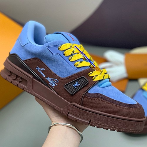 [홍콩명품.LOUIS VUITTON] 루이비통 26SS 로고 남여 모노그램 트레이너 스니커즈 운동화 (블루-와인), SE6136, PMD, 명품스니커즈,운동화,구두,로퍼,하이탑,신발