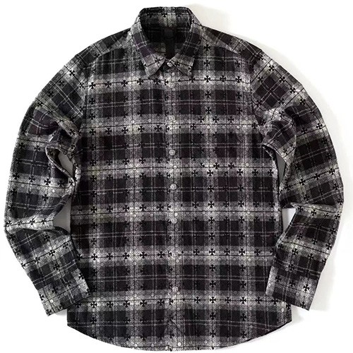 [홍콩명품.Chrome Hearts] 크롬하츠 26SS 로고 체크패턴 울 남방 셔츠 (블랙), BM25007, TT, 레플리카의류,미러급사이트