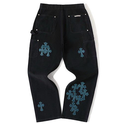 [홍콩명품.Chrome Hearts] 크롬하츠 26SS 로고 크로스 데님 팬츠 진 청바지 (블랙), BM25014, TT, 레플리카의류,미러급사이트