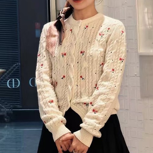 [홍콩명품,Christian Dior] 디올 26SS 로고 패턴 여성 니트 가디건 (아이보리), BM25067, TBG, 레플리카의류,미러급사이트